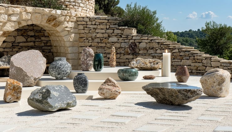 Muestra de productos de piedra de lujo