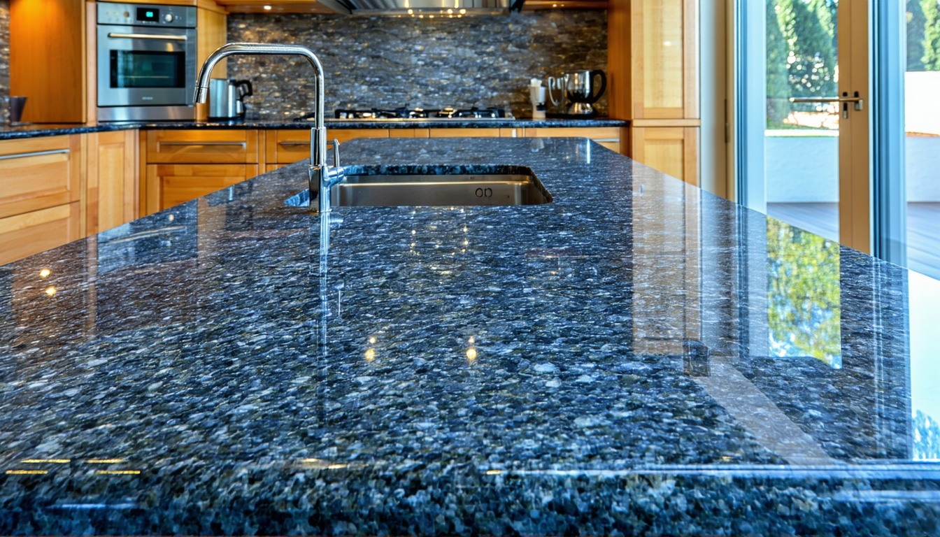 A beautifully designed kitchen countertop made of